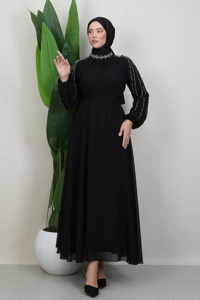 Semra Tesettür Elbise Siyah 