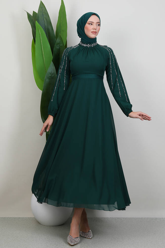Semra Tesettür Elbise Zümrüt 