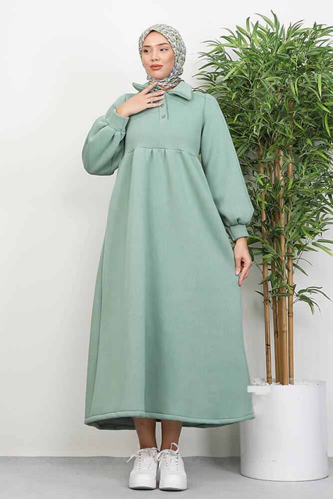Şevval Düğmeli Elbise Mint - LAMİAGİYİM