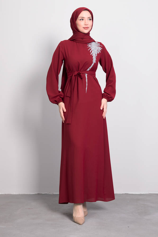Sinem Tesettür Elbise Bordo - LAMİAGİYİM