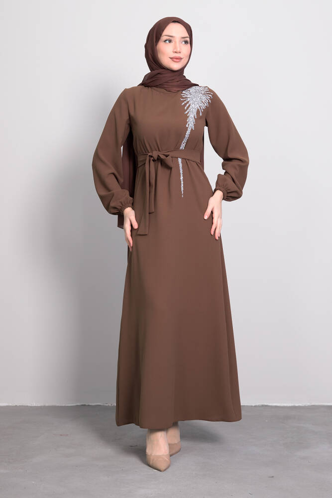 Sinem Tesettür Elbise Kahve - LAMİAGİYİM