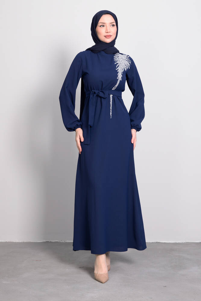 Sinem Tesettür Elbise Lacivert - LAMİAGİYİM