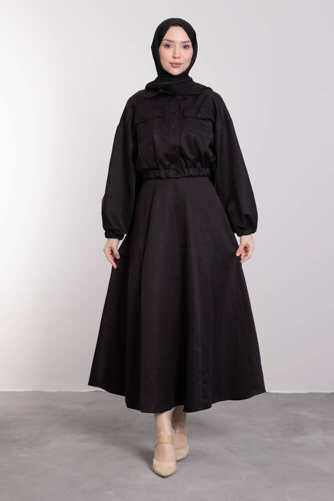 Spor Crop Ceketli Etekli Takım Siyah - LAMİAGİYİM