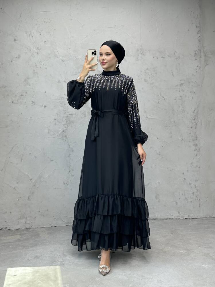 Suna İncili Şifon Elbise - LAMİAGİYİM