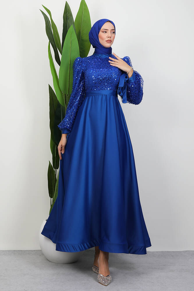 Tarlatanlı Pullu Abiye Saks - LAMİAGİYİM