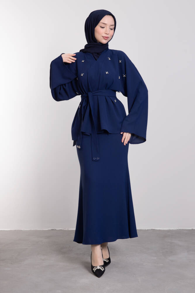 Taşlı Etekli İkili Takım Lacivert 