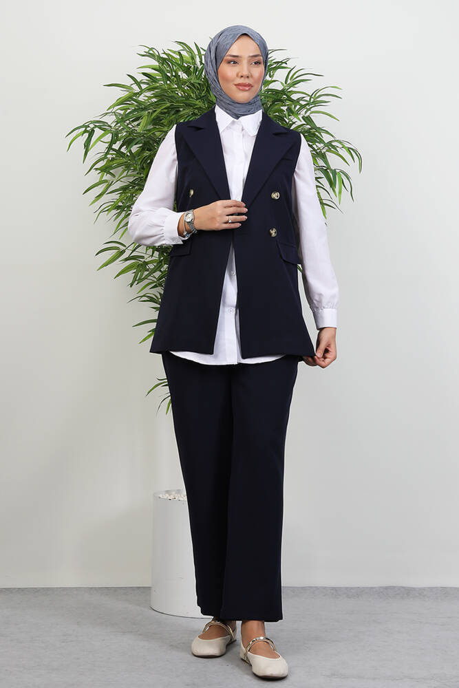 Tomris Yelekli Takım Lacivert - LAMİAGİYİM
