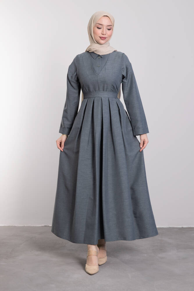 Tunik Parçalı V Yaka Elbise Duman - LAMİAGİYİM