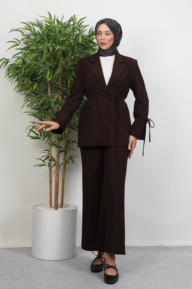 Yade Bağlama Detay Takım Acı Kahve - LAMİAGİYİM