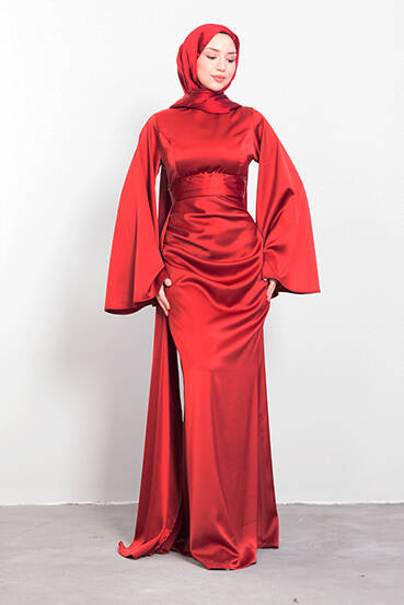 Yasemin Saten Abiye Kırmızı - LAMİAGİYİM