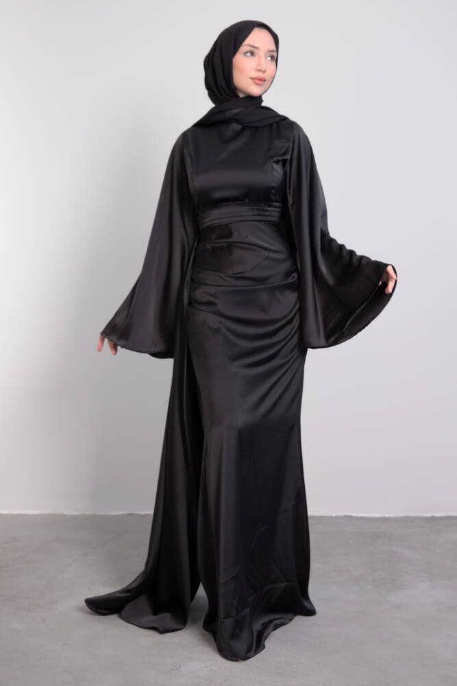 Yasemin Saten Abiye Siyah - LAMİAGİYİM