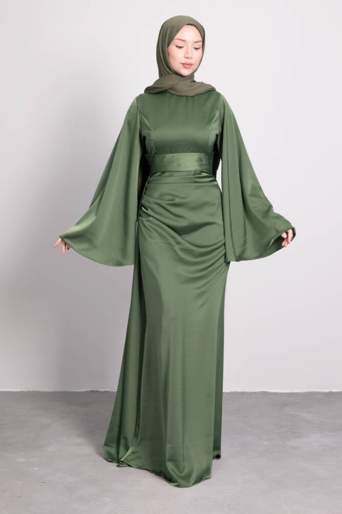 Yasemin Saten Abiye Soft yeşil - LAMİAGİYİM