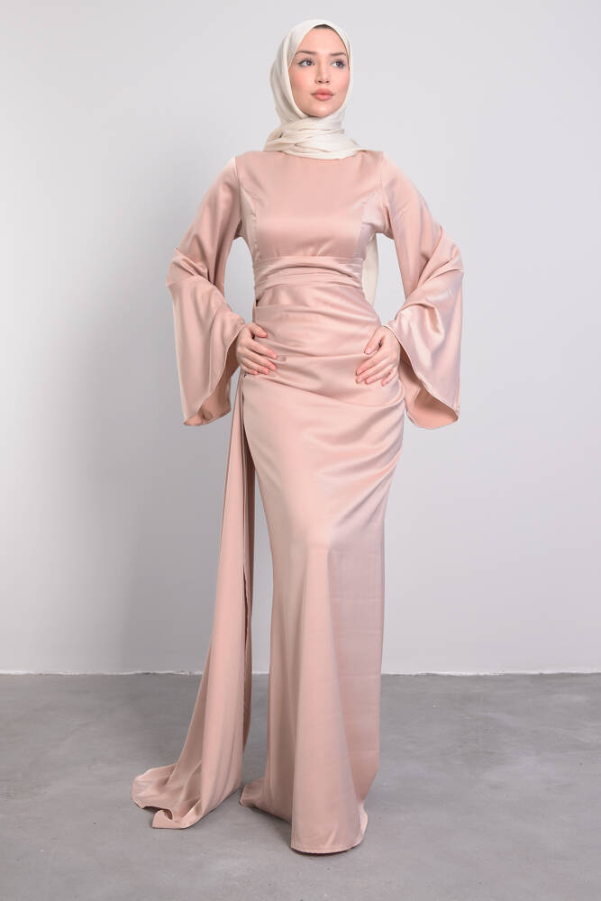 Yasemin Saten Abiye Sütlükahve - LAMİAGİYİM