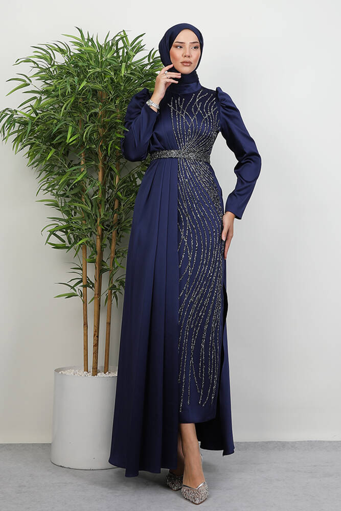 Yonca Pelerin Abiye Lacivert - LAMİAGİYİM