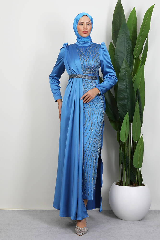 Yonca Pelerin Abiye Mavi - LAMİAGİYİM