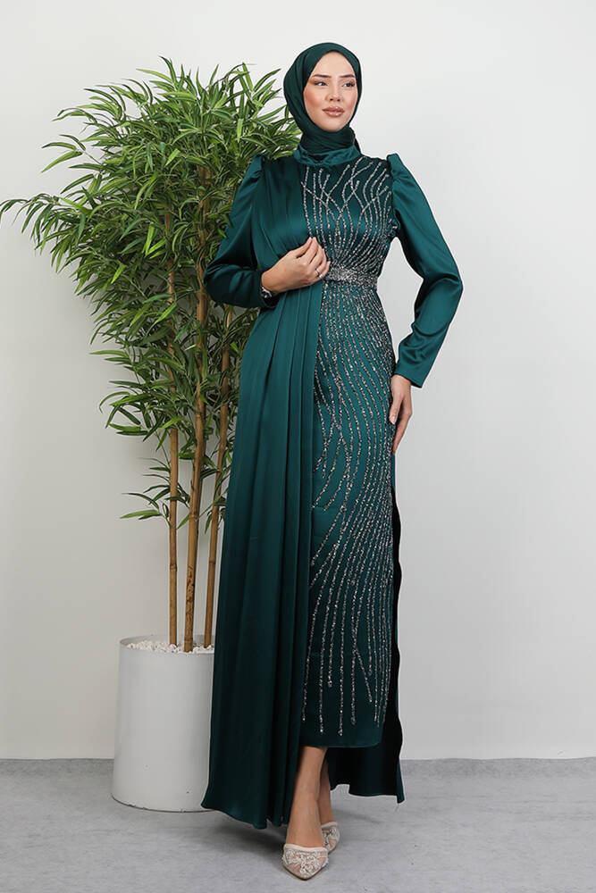 Yonca Pelerin Abiye Zümrüt - LAMİAGİYİM